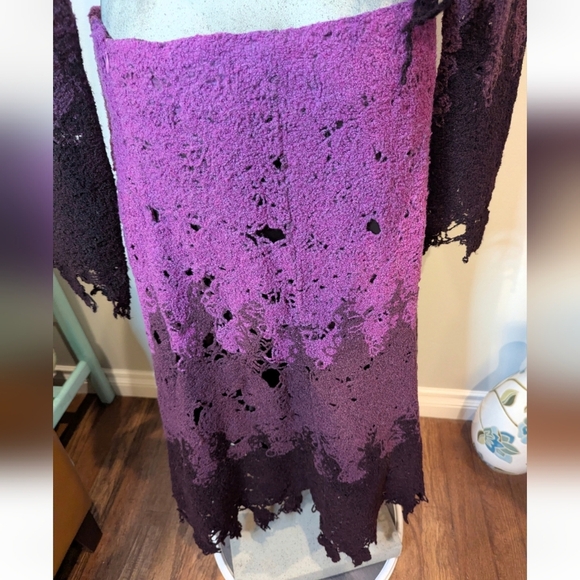 Simon Chang Vintage Designer Avant Garde Wool Skirt & Sweater Set Purple Sz L - Picture 13 of 17